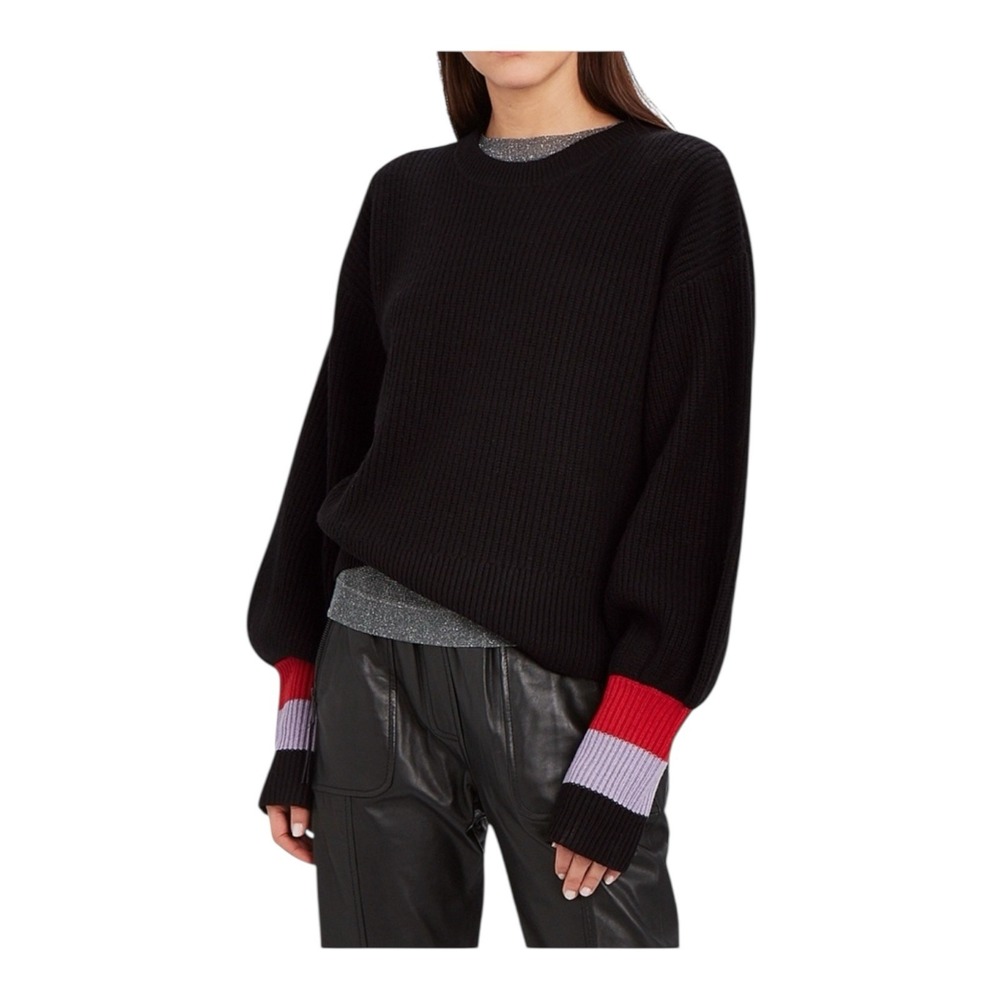 A.L.C. Waverly Sweater in Black Red Purple Round Neck Size Wool Blend Size Small